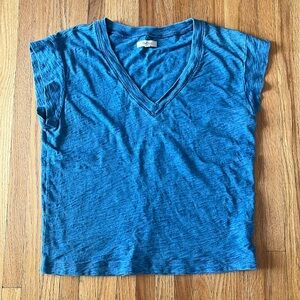 Madewell Indigo Hemp-Cotton V-Neck Muscle Tee Size: Small